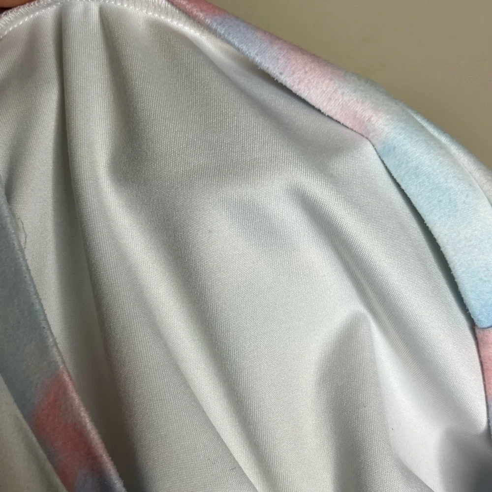 Pink Blue Pajama Tie Dye Top Size M Fleece Soft Sleepwear Casual Relaxed Lounge